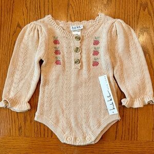 Nicole Miller Baby Girls' Knit Bodysuit with Floral Embroidery